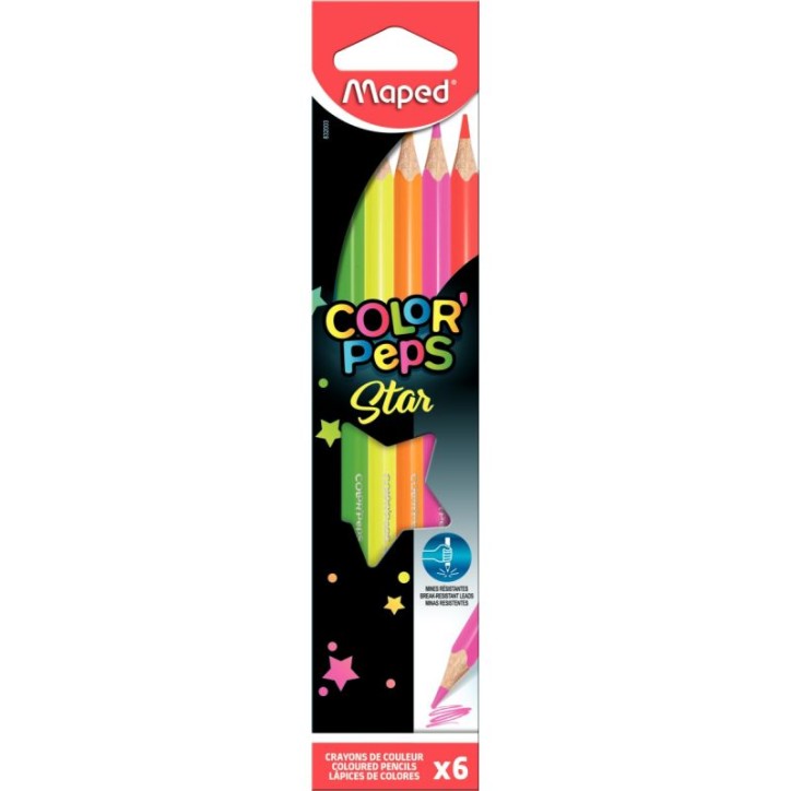 Pochette de 6 crayons de couleur Color'Peps fluo 832003 MAPED