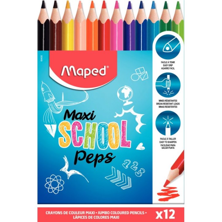 Pochette de 12 crayons de couleur gros module 834030 MAPED