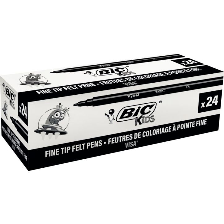 Boîte de 24 feutres Visa 880 pointe fine noir 8290211 VISA BIC