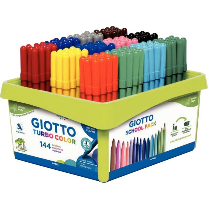 Classpack de 144 feutres Turbo Color pointe moyenne  assortis F525900 GIOTTO