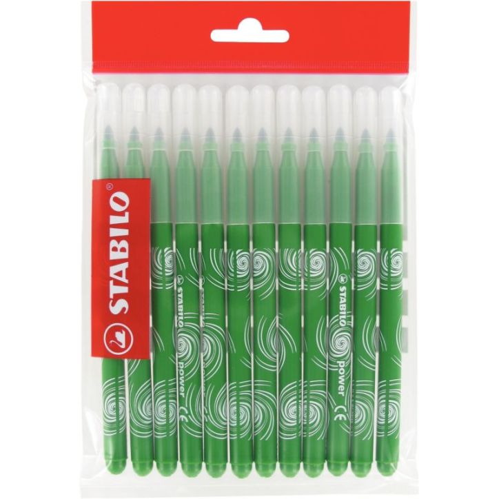 Recharge pour schoolpack de 12 feutres Power pointe moyenne vert BE15/278-28042 STABILO