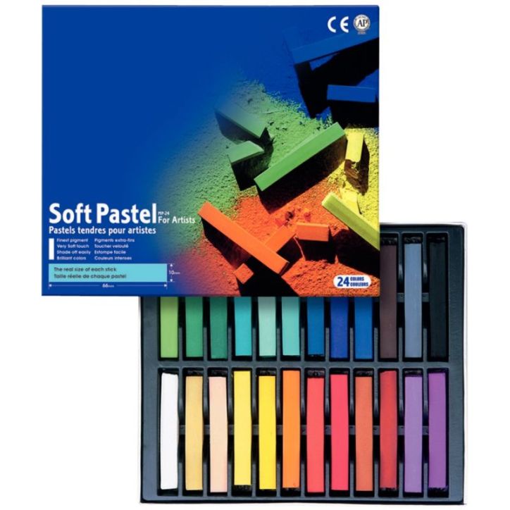 Boite de 24 craies pastels sec carré assorties MP24