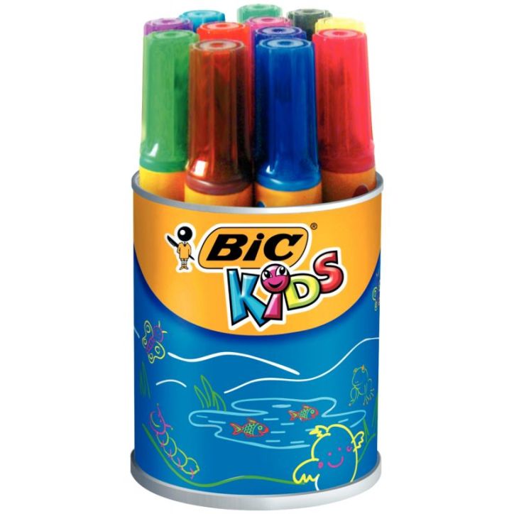Pot de 12 marqueurs Décoralo pointe ogive couleurs assorties 8289702 BIC KIDS BIC