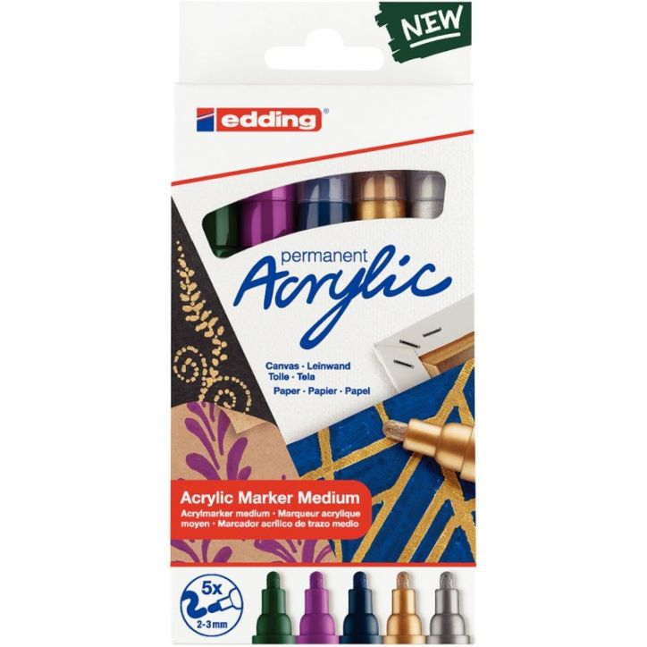 Boite de 5 marqueurs E-5100 métal 4-5100-5-999 EDDING