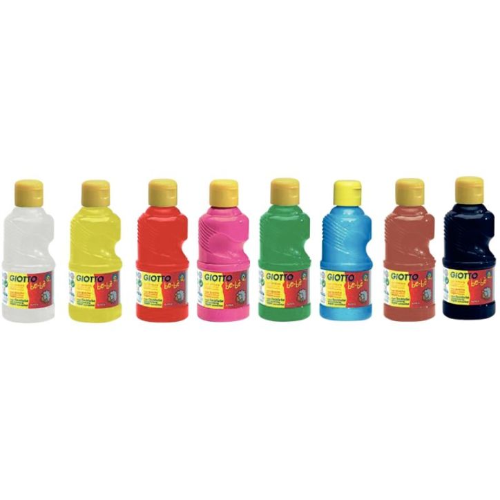 Carton de 8 flacons 250ml de gouache GIOTTO be-bè, coloris assortis F532000 GIOTTO BEB GIOTTO