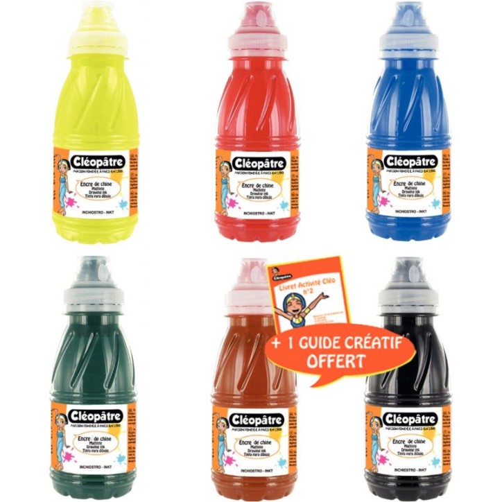Lot de 6 flacons 250ml d'encre de Chine EDC250X6A CLEOPATRE