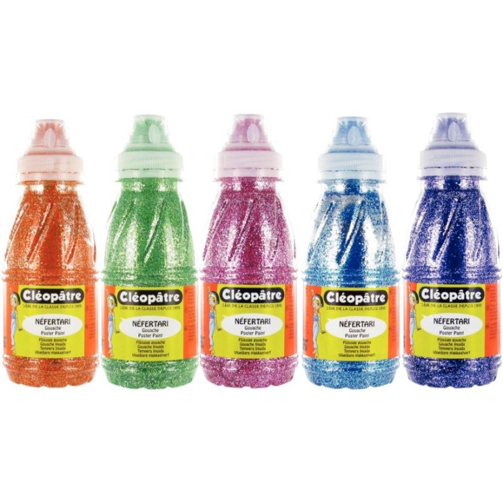 Lot de 5 flacons 250ml de peinture pailletée, assortiment 1 PP250X5A CLEOPATRE