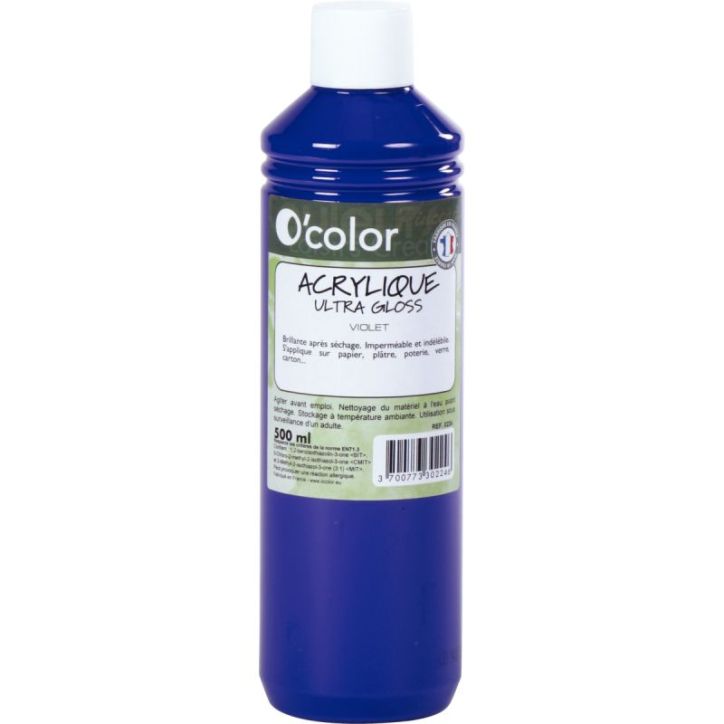 Flacon 500ml de peinture acrylique O'COLOR, violet 0224 O'COLOR