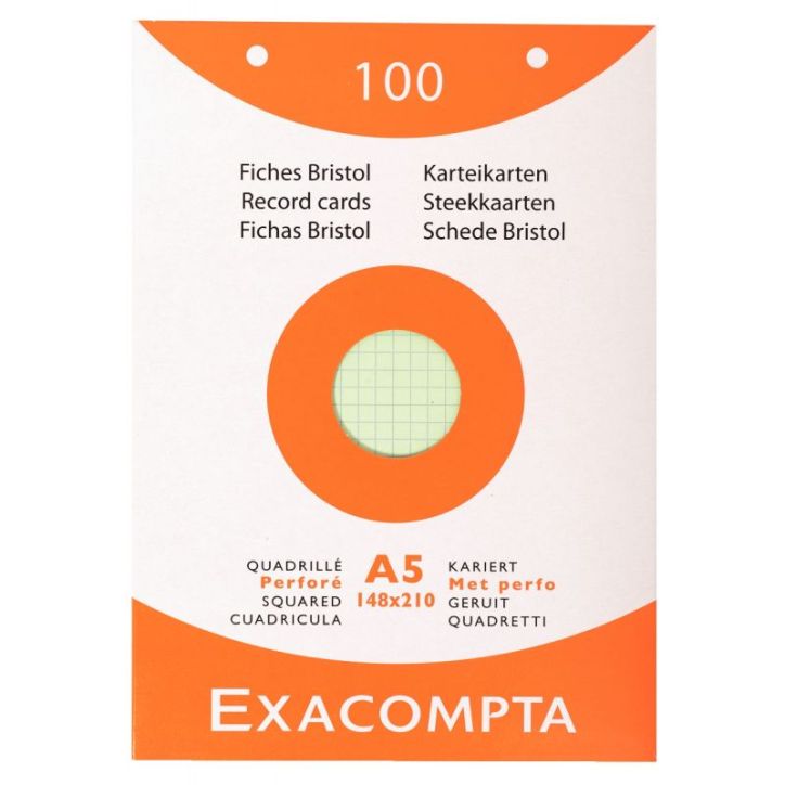ETUI DE 100 FICHES  BRISTOL ASS QUADRILLE 5X5 PERF