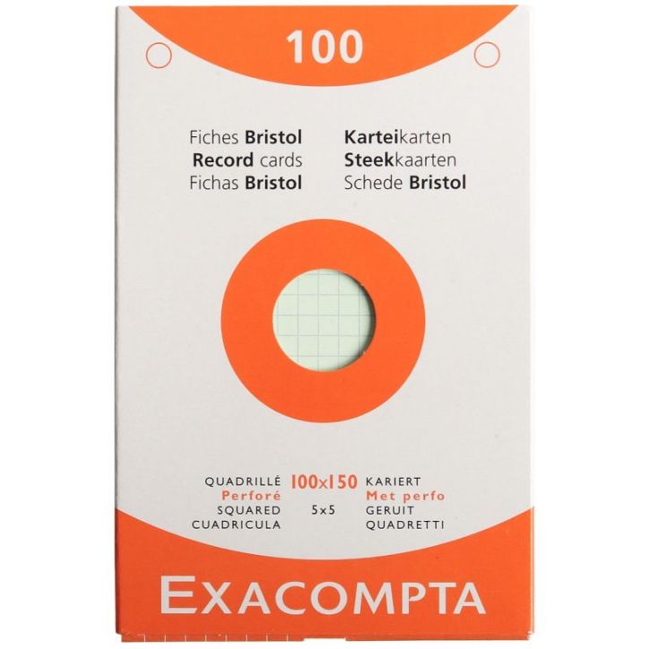 ETUI DE 100 FICHES  BRISTOL ASS QUADRILLE 5X5 PERF