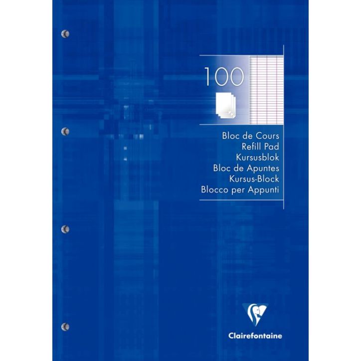 Bloc de cours 200 pages perforées A4 90g séyès 5819C CLAIREFONTAINE