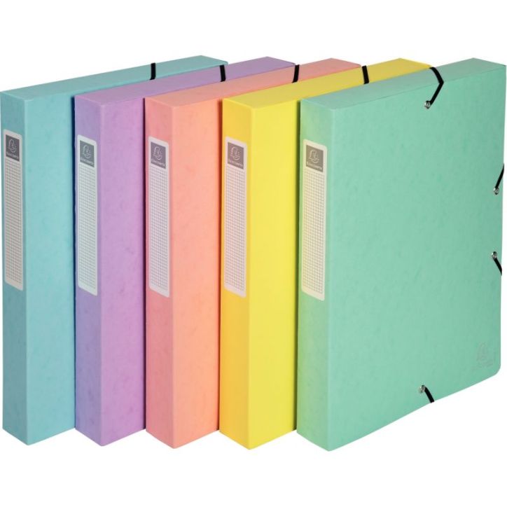 Lot de 8 boites de classement Aquarel en carte lustrée, dos 40 mm, coloris assortis 59560E x8 EXACOMPTA