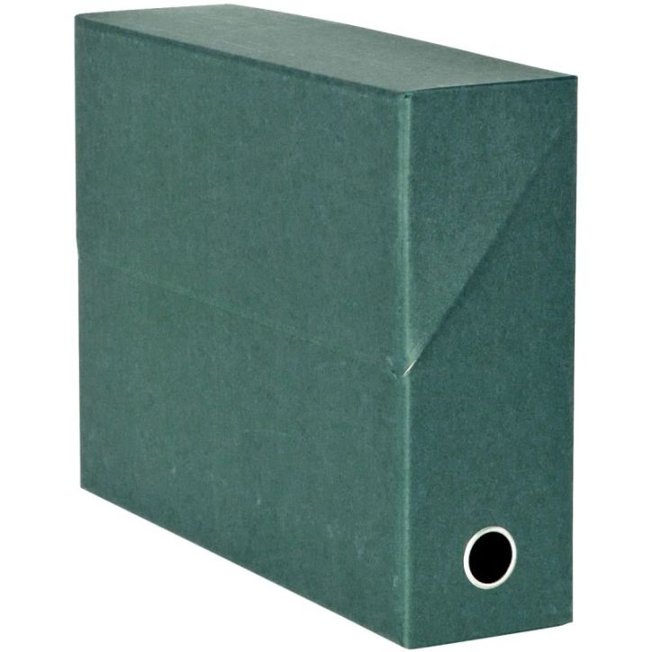 EXACOMPTA Boîte transfert pâte naturelle, carton rigide recouvert de papier recylé Vert foncé, dos 9 cm