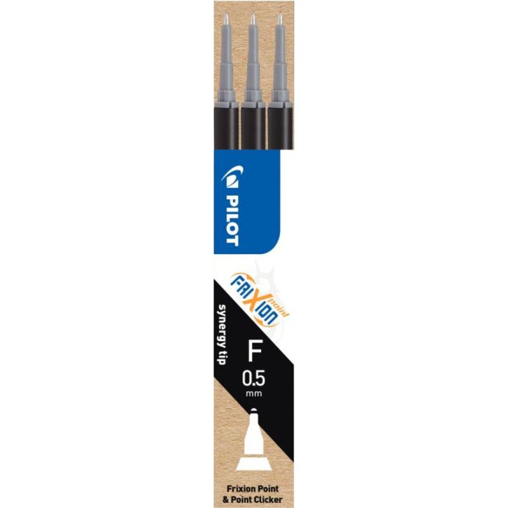 PILOT Set de 3 recharges pour roller FriXion Point. Pointe fine 0,5 mm. Encre Noir.
