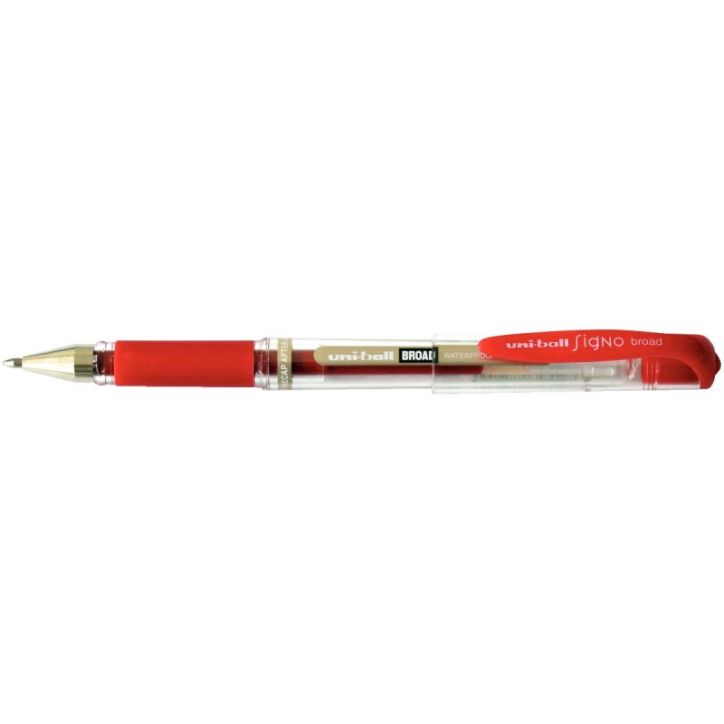 UNI-BALL Stylo bille pointe large encre gel Rouge SIGNO BROAD, corps avec grip +capuchon UNI-BALL