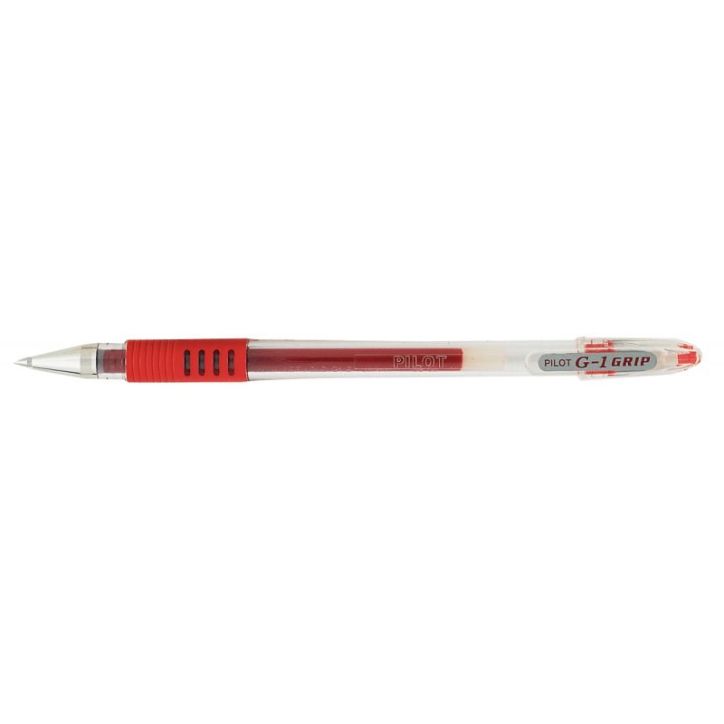 PILOT Stylo à  bille pointe fine encre gel Rouge corps plastique avec grip caoutchouc et capuchon G1 GRIP