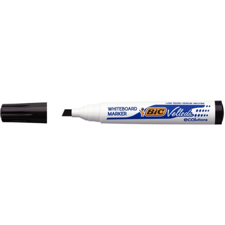 BIC Velleda 1751 ECOlutions Feutres pour Tableau Blanc Effaçables à  Sec à  Pointe Moyenne Biseautée - Noir