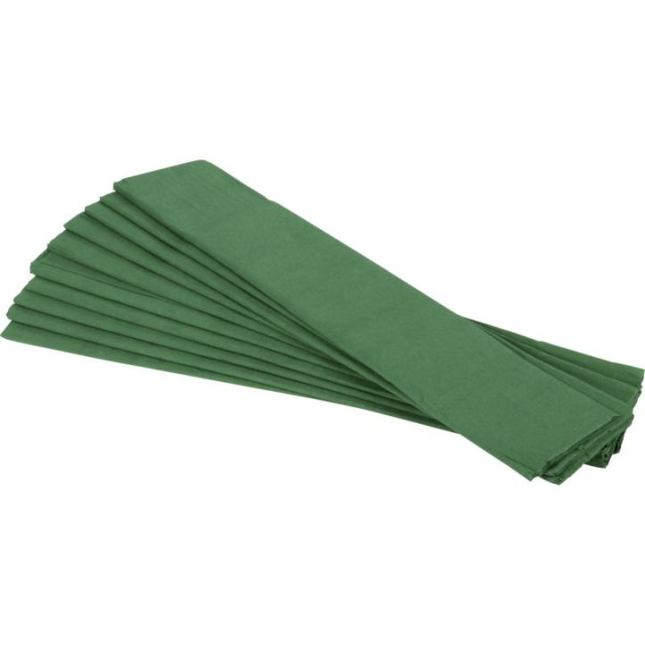 Paquet de 10 feuilles crépon ordinaire 200x50 cm  vert foncé 2124