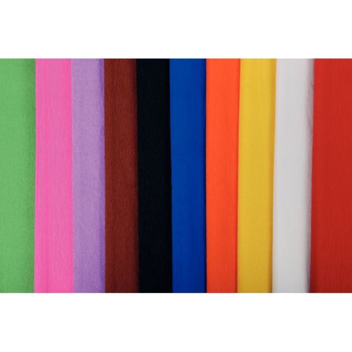 Paquet de 10 feuilles crépon ordinaire 200 x 50 cm couleurs assorties 15901