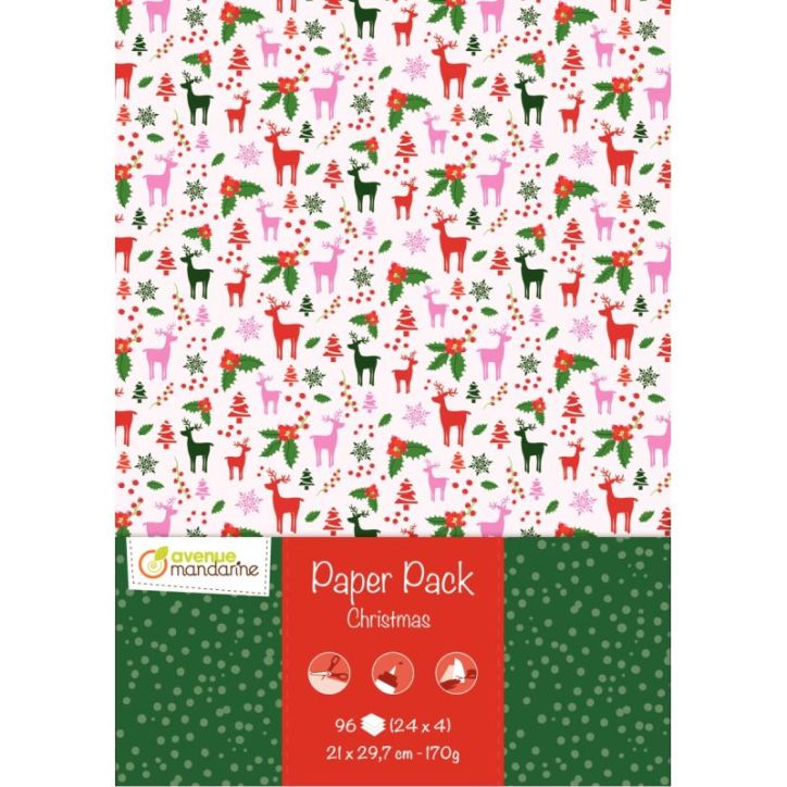 Paquet de 96 feuilles de papier motifs Noël 170 grammes 21 x 29,7 cm CC039 C