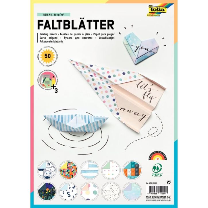 Pochette  50 feuilles Origami A4 coloris assortis 470/2130