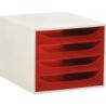 Module 4 tiroirs Ecobox de couleur gris et framboise 228654D EXACOMPTA